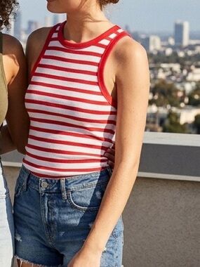 Red & White Striped Tank Top - Women